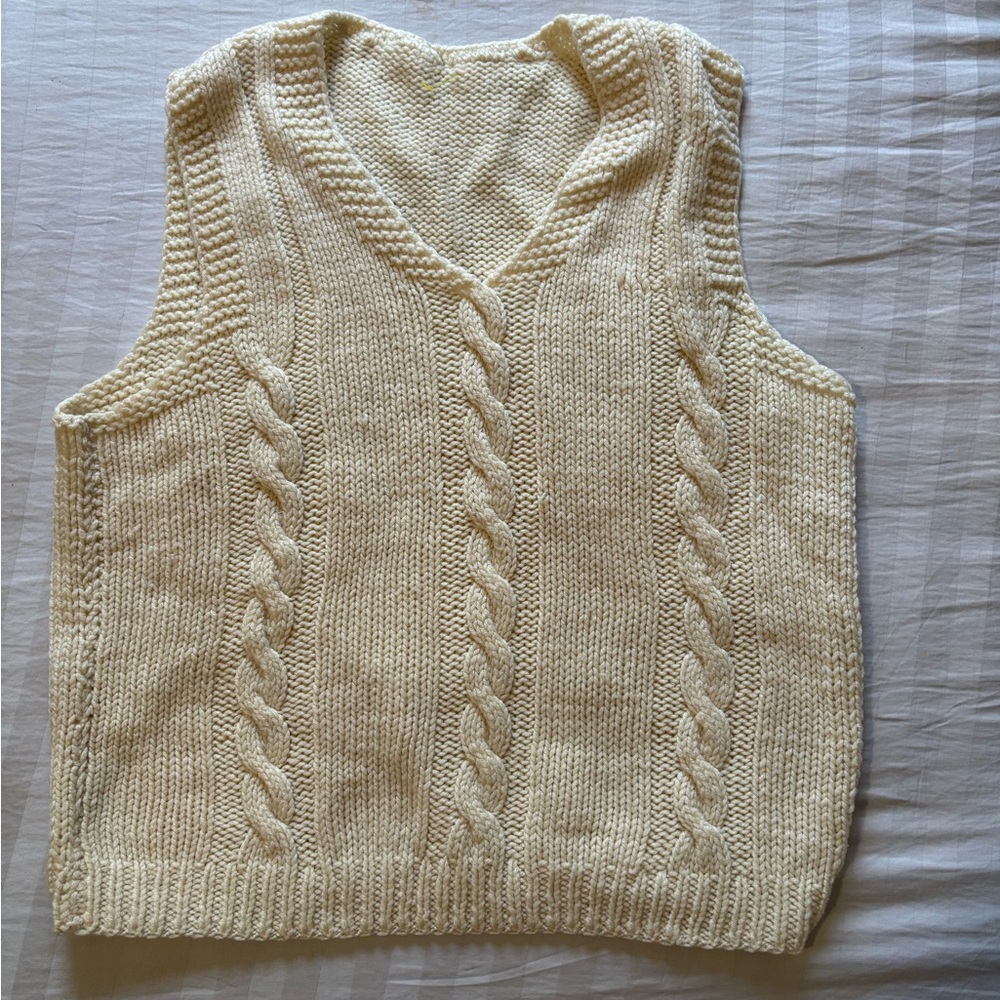 Cable Knit Cream Sweater Vest